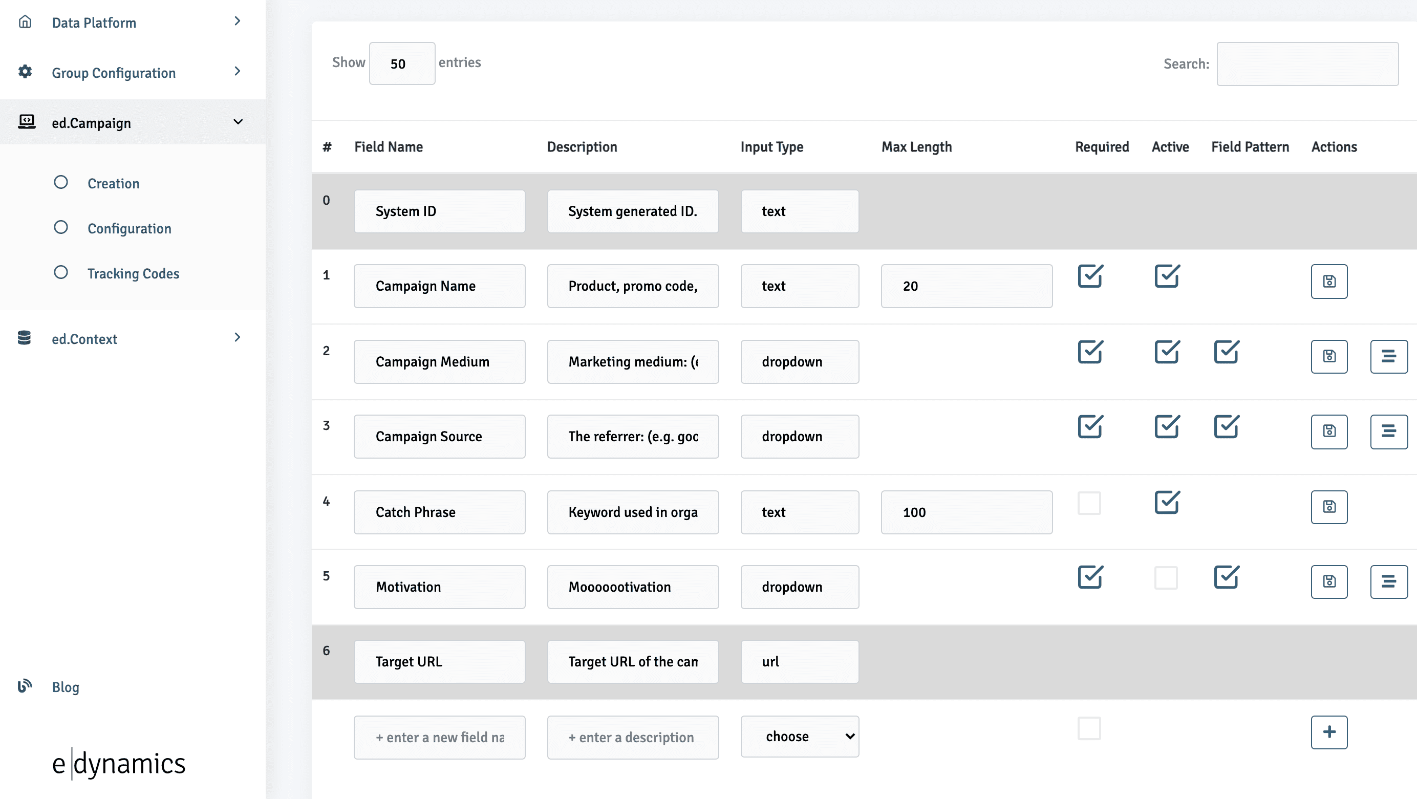 ed.Campaign Configuration Tracking Code
